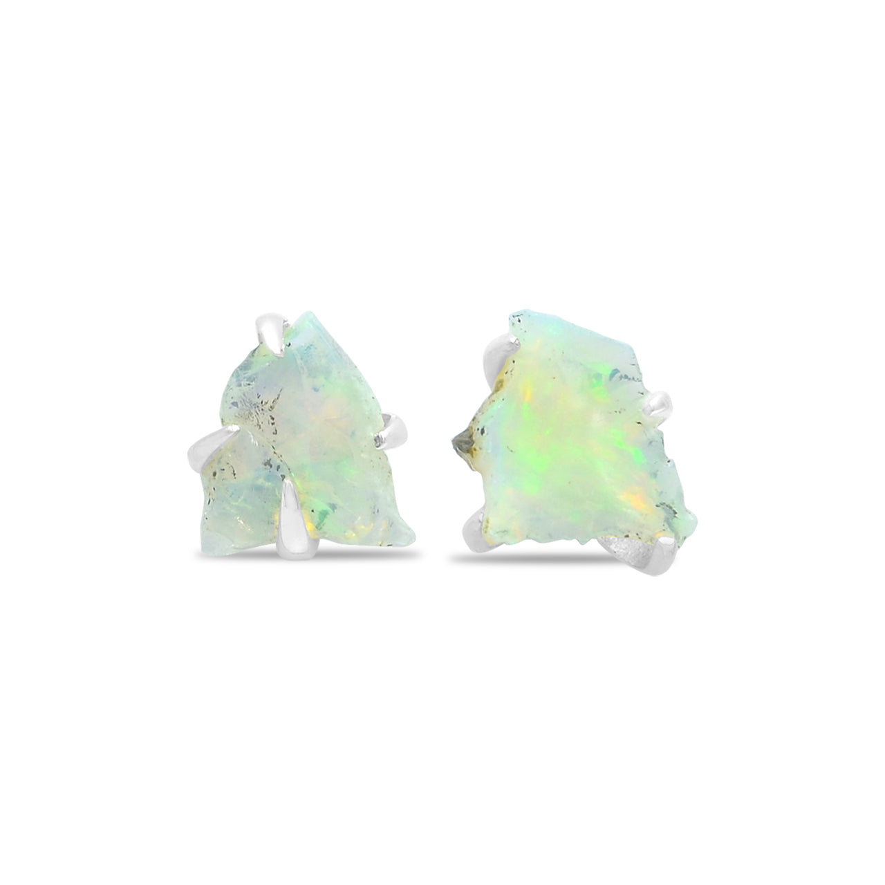 Starborn Rough Ethiopian Opal Post Earrings in Sterling Silver