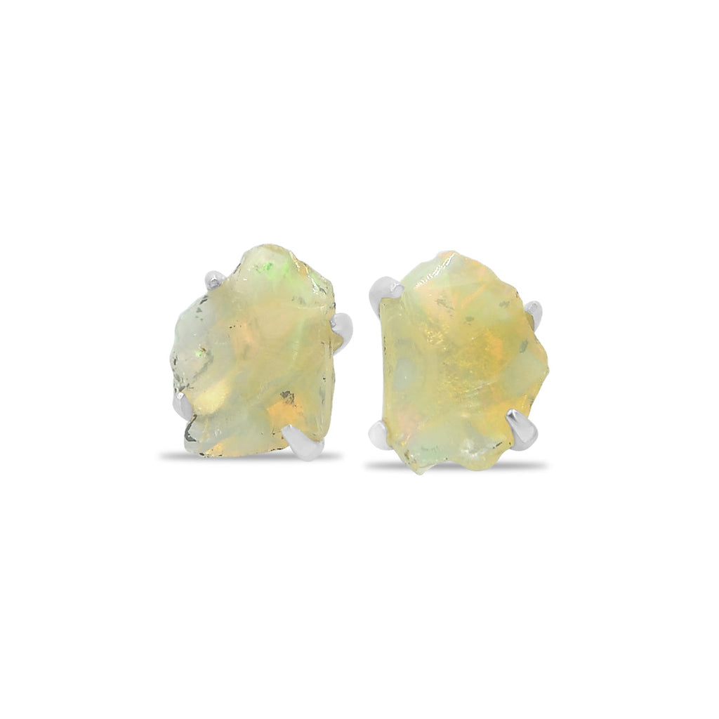 Starborn Rough Ethiopian Opal Post Earrings in Sterling Silver