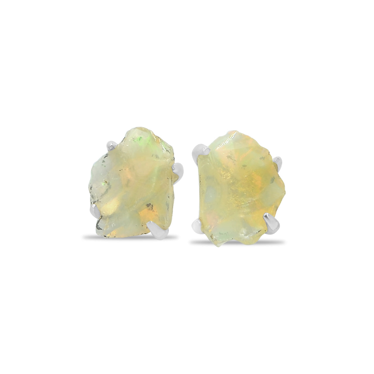 Starborn Rough Ethiopian Opal Post Earrings in Sterling Silver