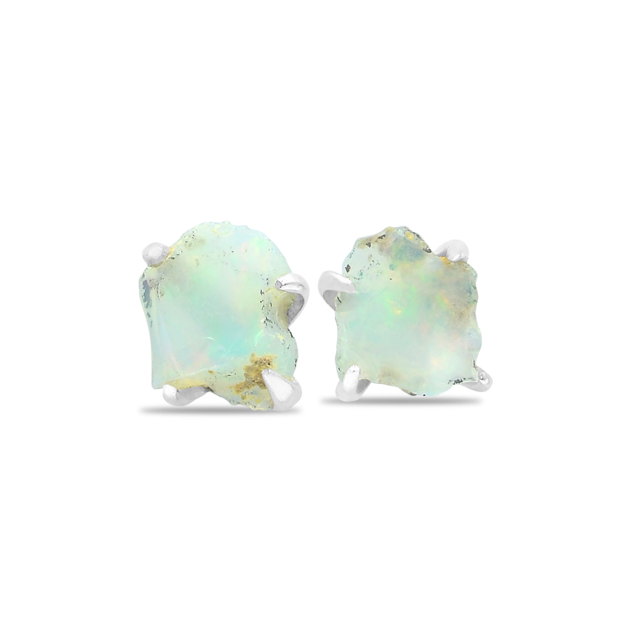 Starborn Rough Ethiopian Opal Post Earrings in Sterling Silver