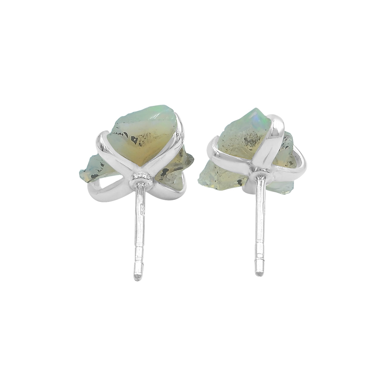 Starborn Rough Ethiopian Opal Post Earrings in Sterling Silver