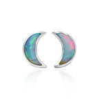 Starborn Gemstone Crescent Moon Post Style Earrings in Sterling Silver