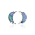 Starborn Gemstone Crescent Moon Post Style Earrings in Sterling Silver