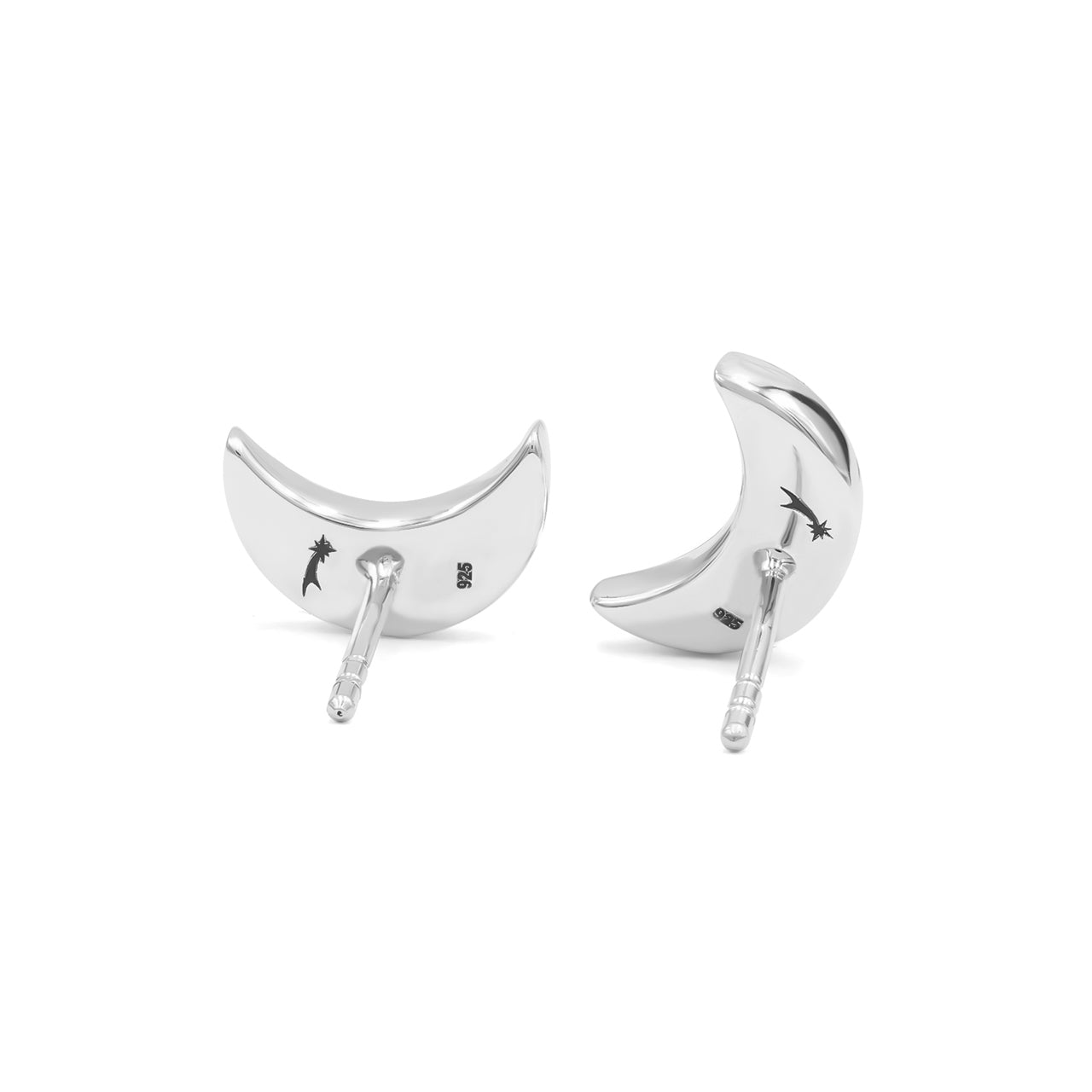 Starborn Gemstone Crescent Moon Post Style Earrings in Sterling Silver
