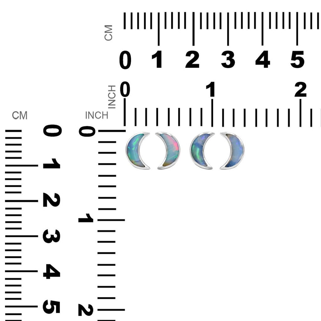 Starborn Gemstone Crescent Moon Post Style Earrings in Sterling Silver