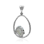 Starborn Raw Natural Ethiopian Opal Sterling Silver Hammered Hoop Pendant