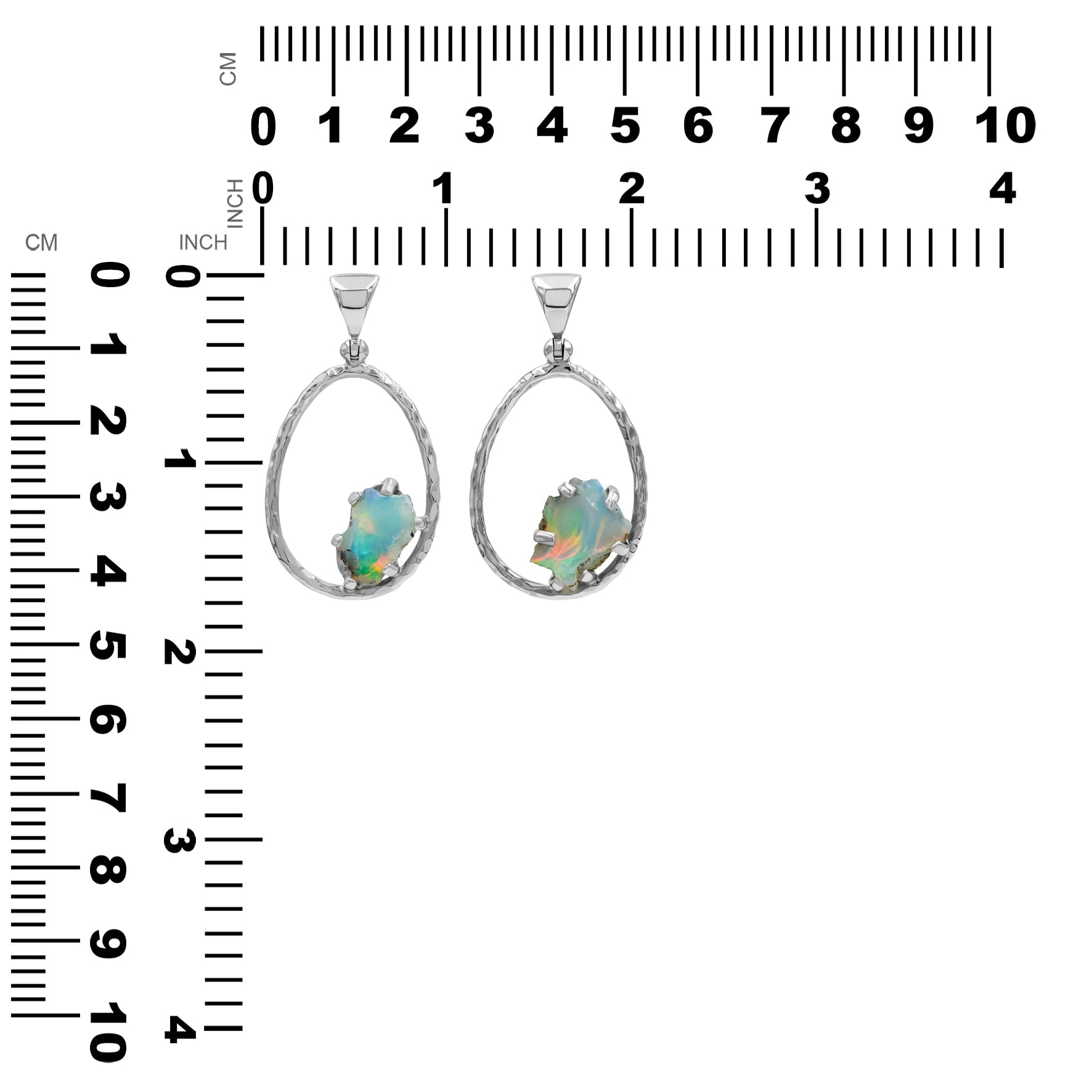 Starborn Raw Natural Ethiopian Opal Sterling Silver Hammered Hoop Pendant