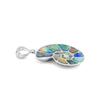 Starborn Ethiopian Opal Inlay Nautilus Ammonite Pendant in Sterling Silver