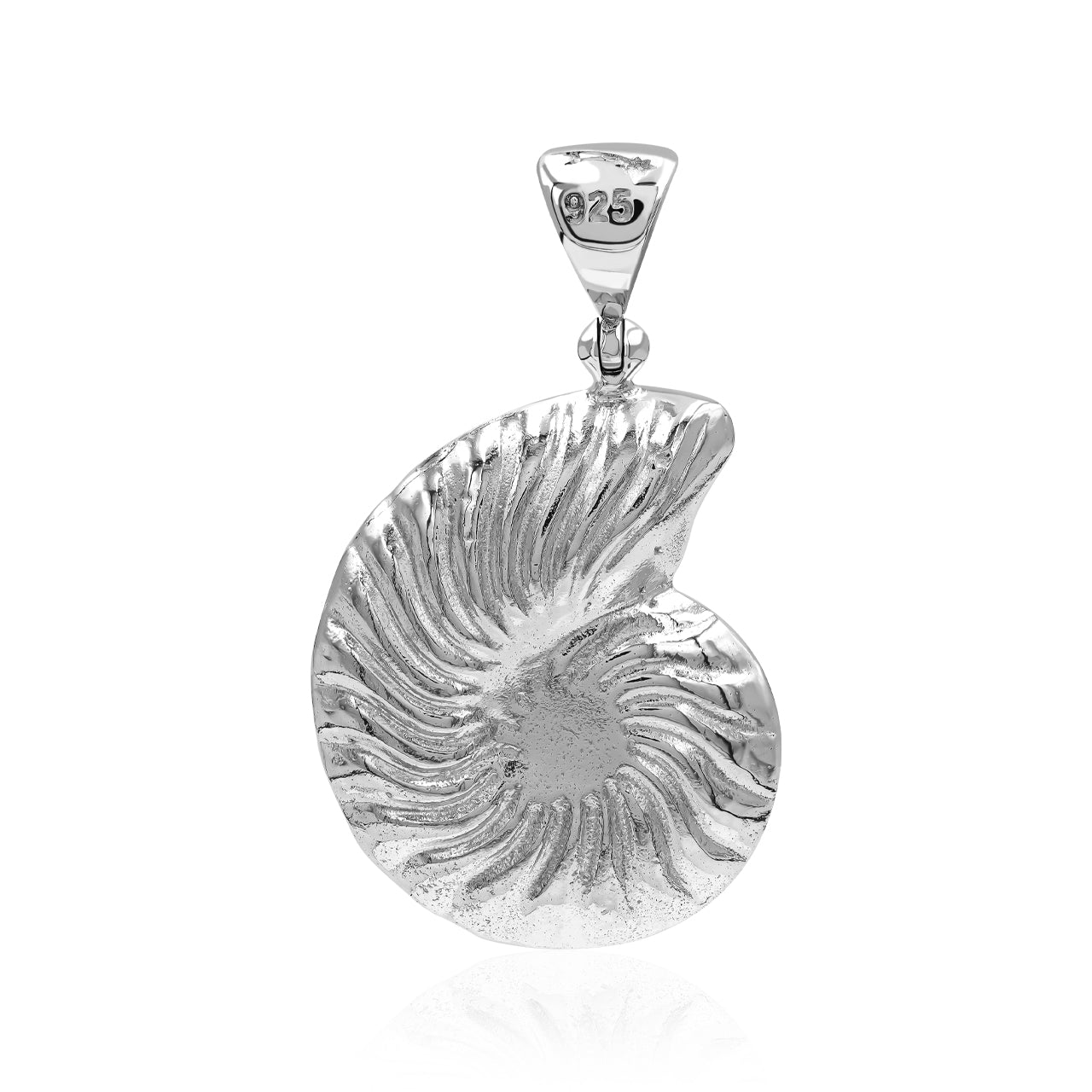 Starborn Ethiopian Opal Inlay Nautilus Ammonite Pendant in Sterling Silver