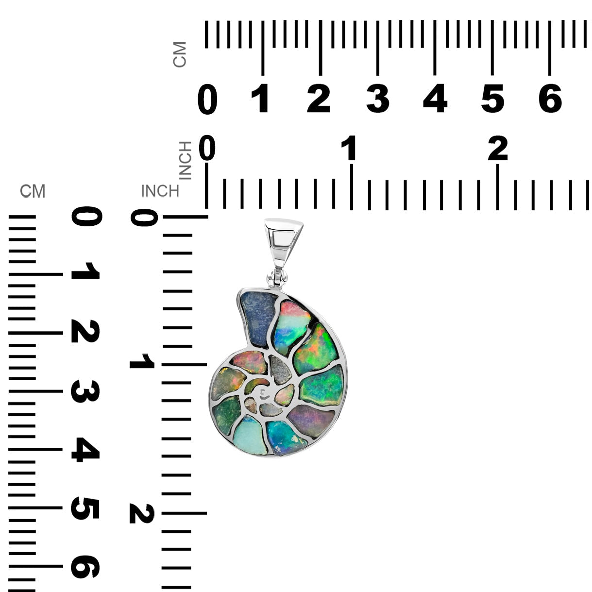 Starborn Ethiopian Opal Inlay Nautilus Ammonite Pendant in Sterling Silver