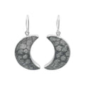 Starborn Fossil Coral Crescent Moon Earrings in Sterling Silver