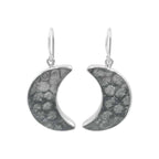 Starborn Fossil Coral Crescent Moon Earrings in Sterling Silver