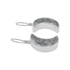 Starborn Fossil Coral Crescent Moon Earrings in Sterling Silver
