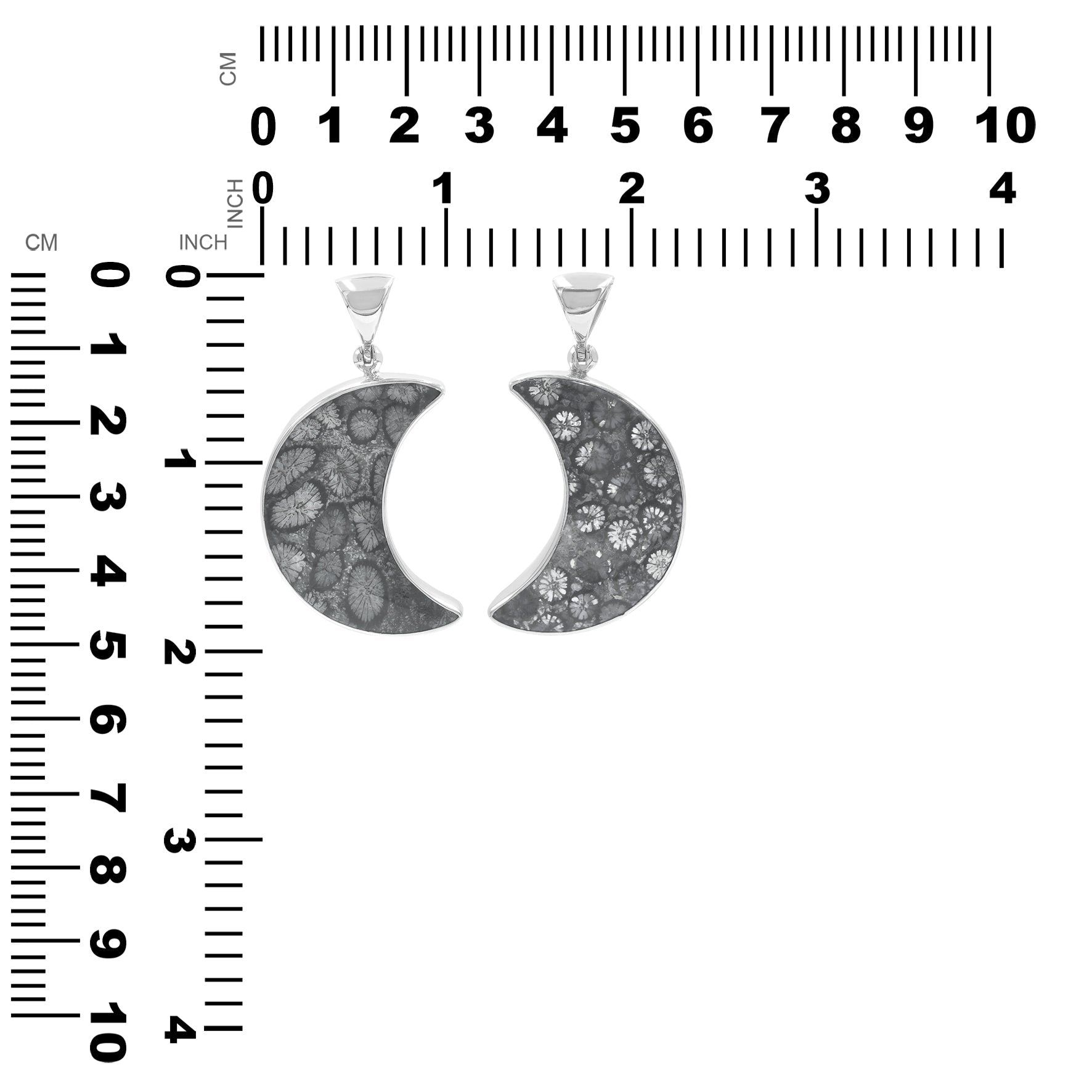 Starborn Fossil Coral Crescent Moon Pendant in Sterling Silver