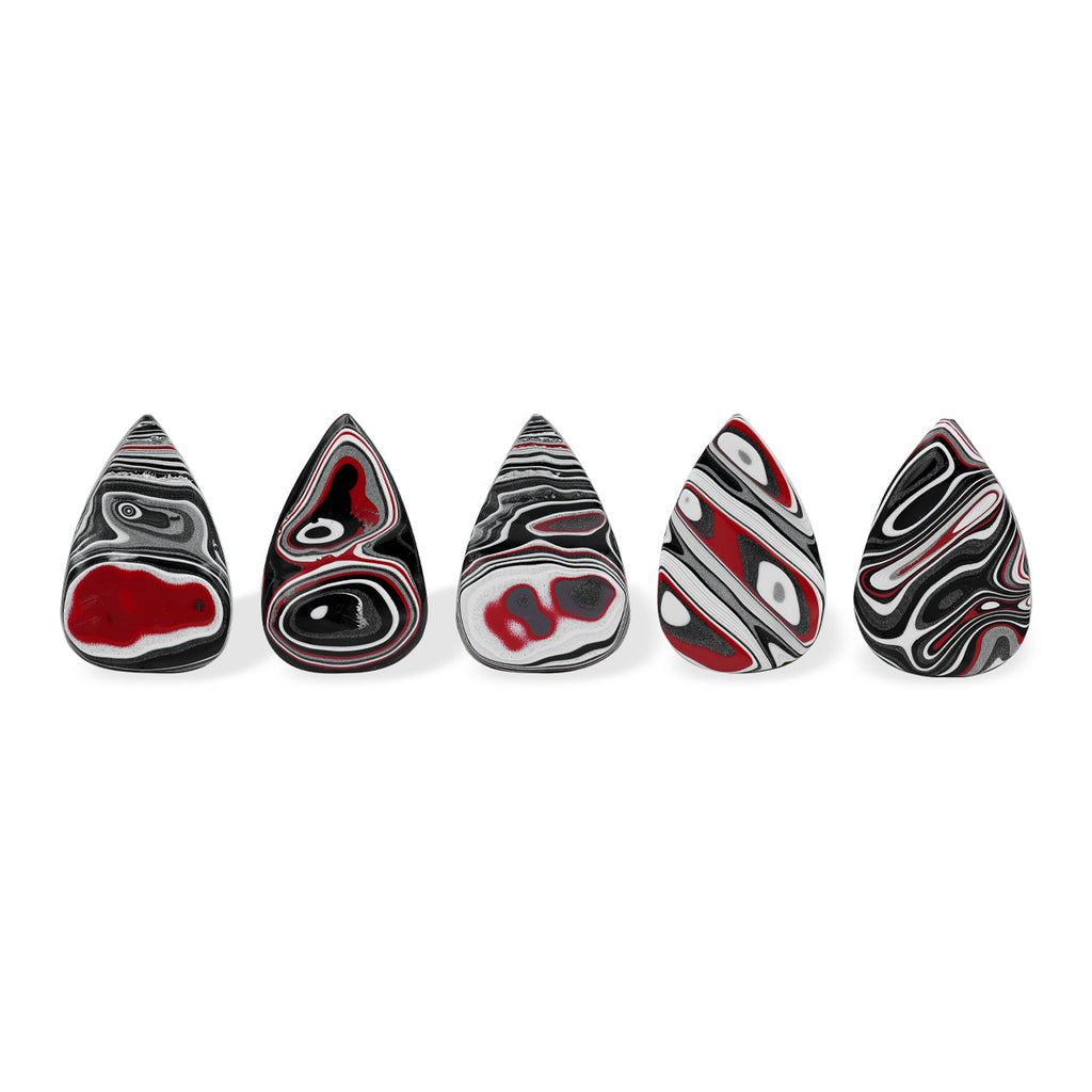 Starborn Red & Black Fordite Pear Cabochon (1 Piece)