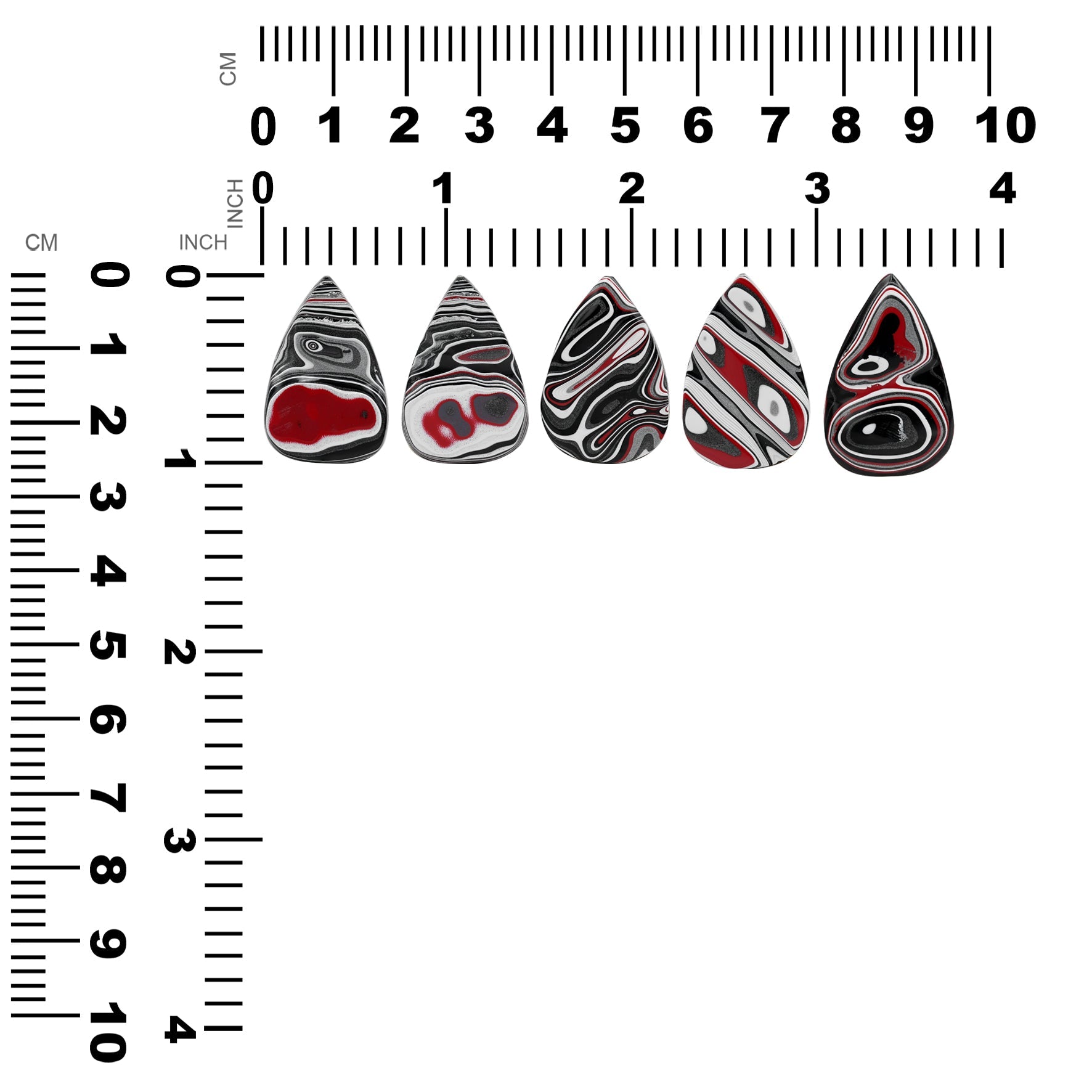 Starborn Red & Black Fordite Pear Cabochon (1 Piece)
