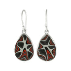 Starborn Red Fordite Round Pear Earrings in Sterling Silver
