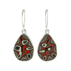 Starborn Red Fordite Round Pear Earrings in Sterling Silver