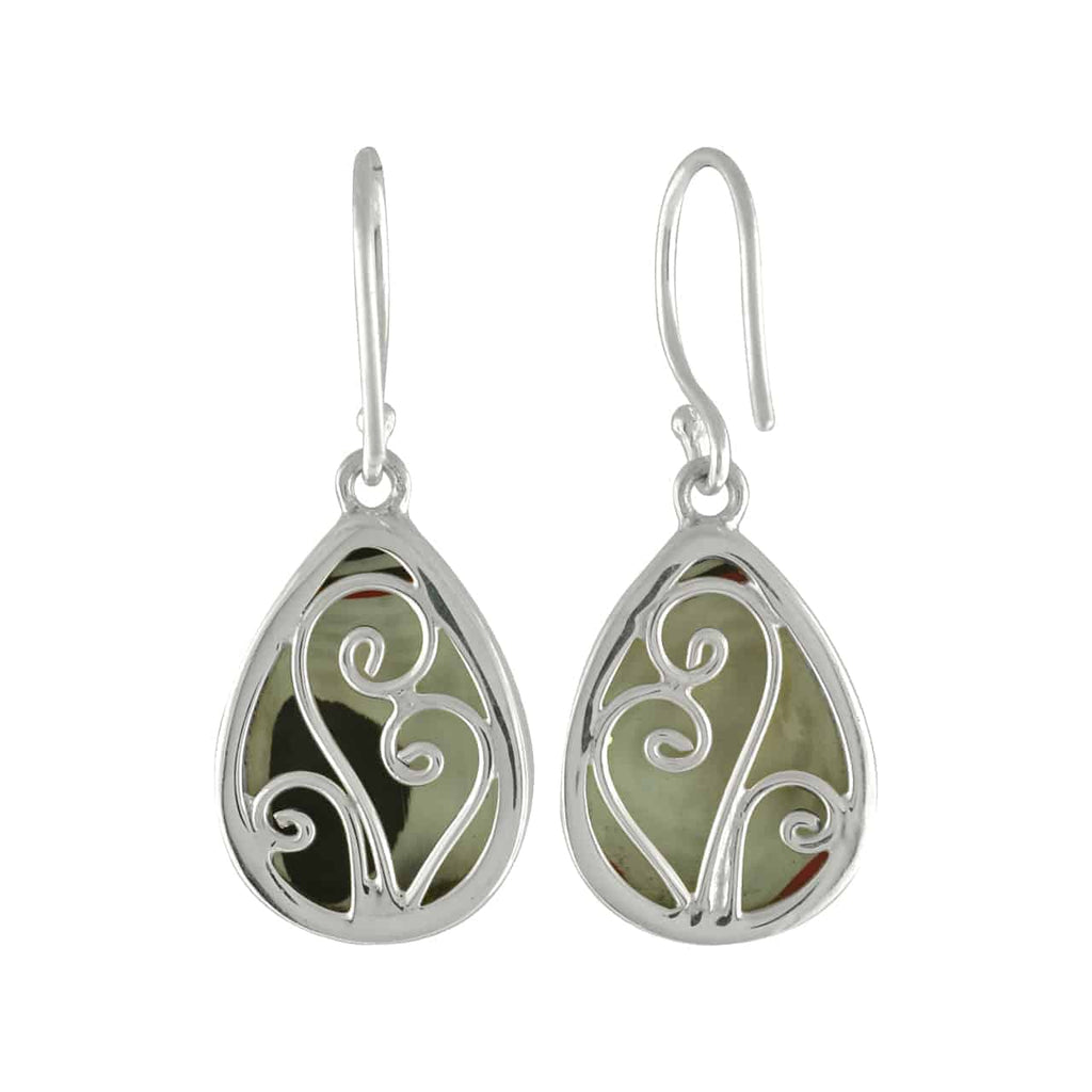 Starborn Red Fordite Round Pear Earrings in Sterling Silver