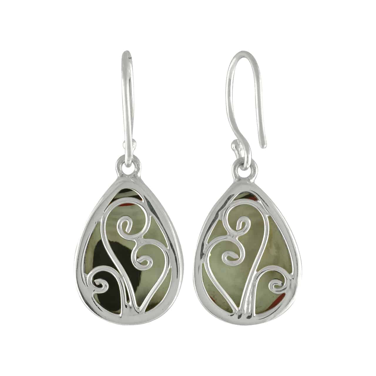 Starborn Red Fordite Round Pear Earrings in Sterling Silver