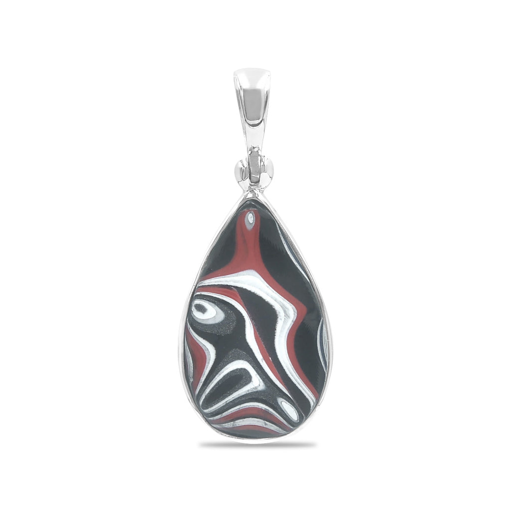 Starborn Red Fordite Pendant in Sterling Silver