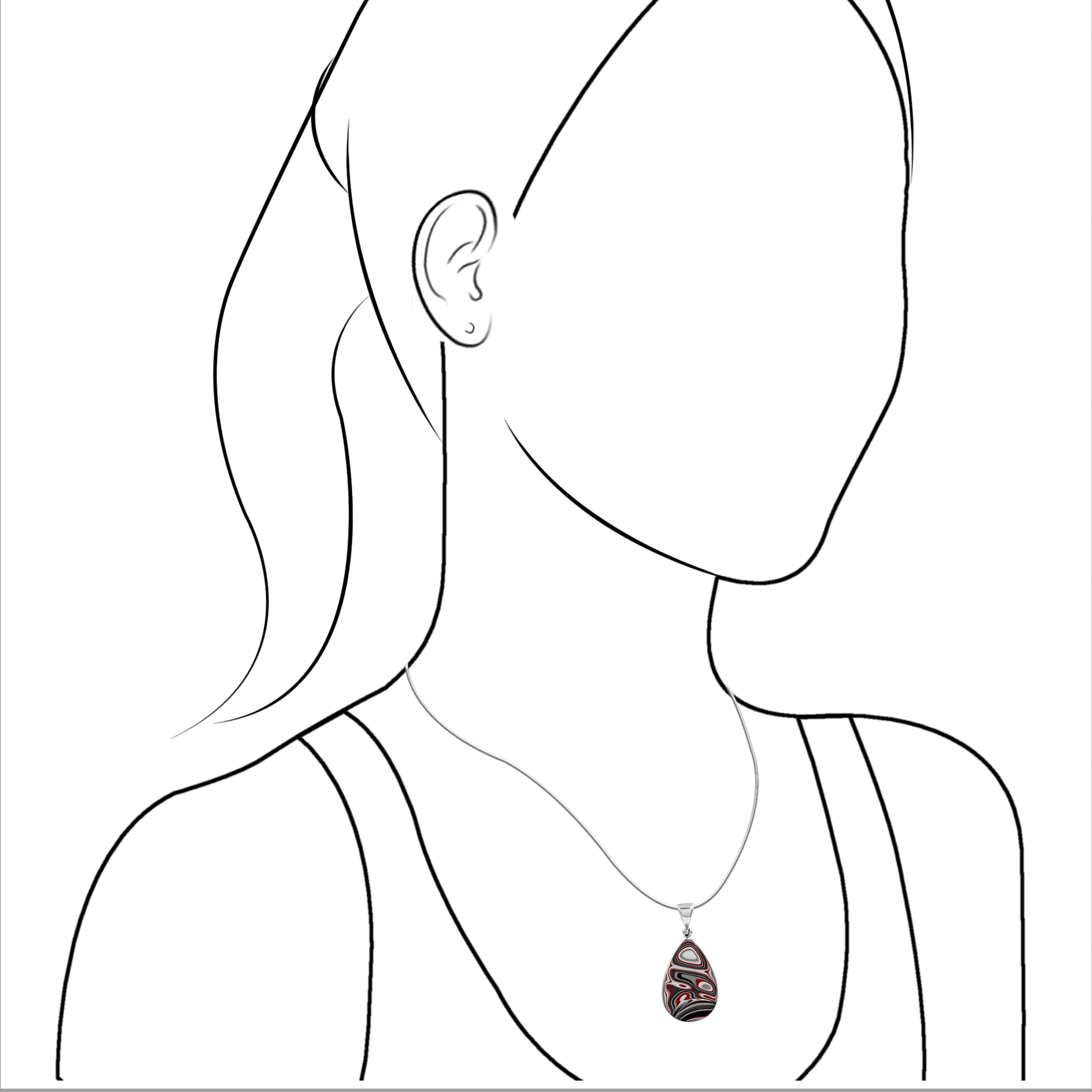 Starborn Red Fordite Pendant in Sterling Silver