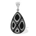 Starborn Black & White Fordite 30mm Pear Pendant in Sterling Silver