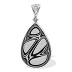 Starborn Black & White Fordite 30mm Pear Pendant in Sterling Silver