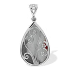 Starborn Black & White Fordite 30mm Pear Pendant in Sterling Silver