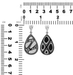 Starborn Black & White Fordite 30mm Pear Pendant in Sterling Silver