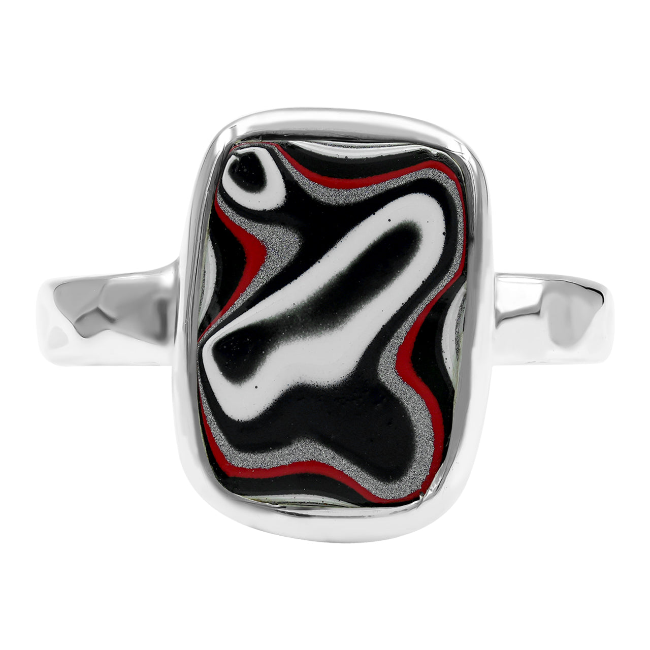 Starborn Fordite Rectangular Ring in Sterling Silver