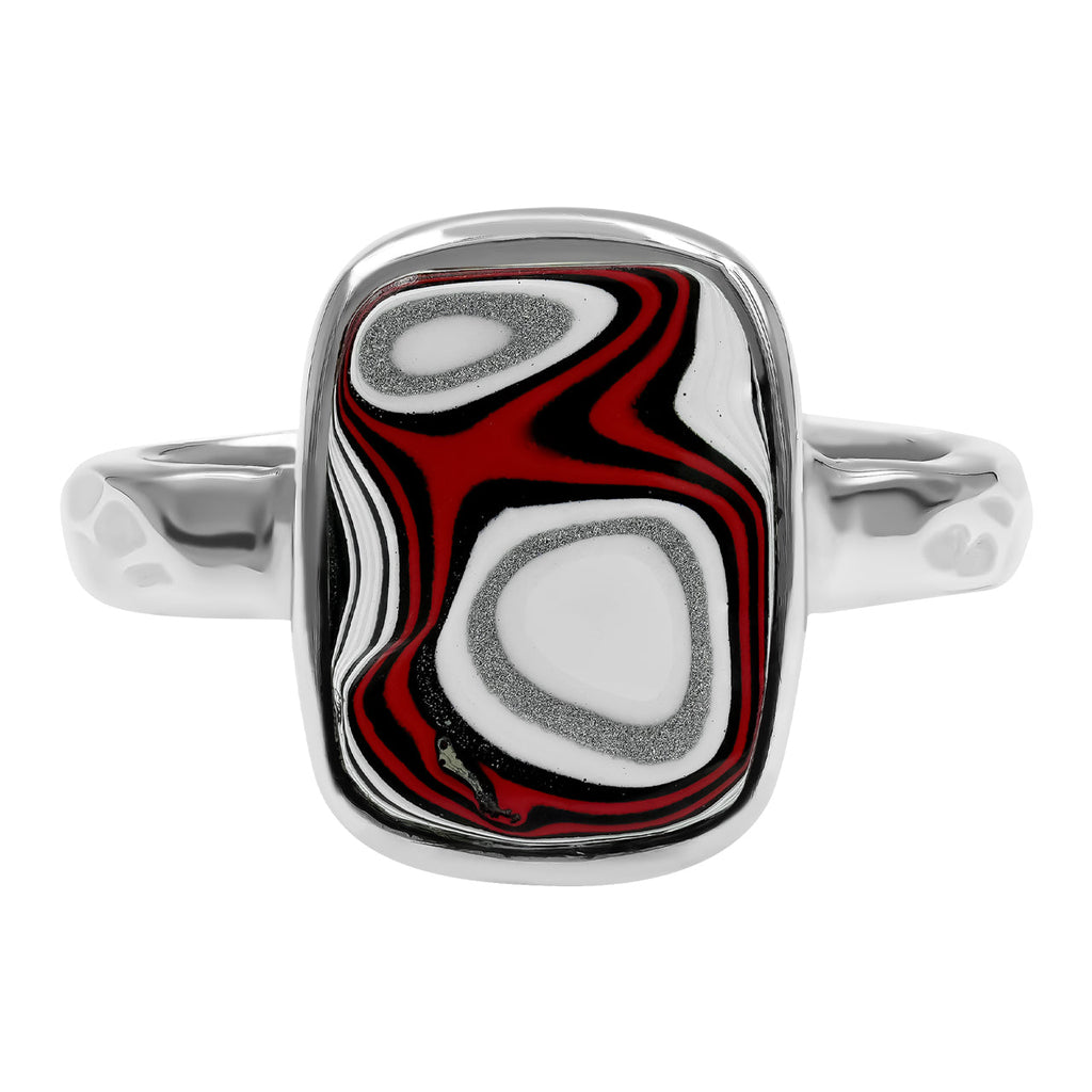 Starborn Fordite Rectangular Ring in Sterling Silver