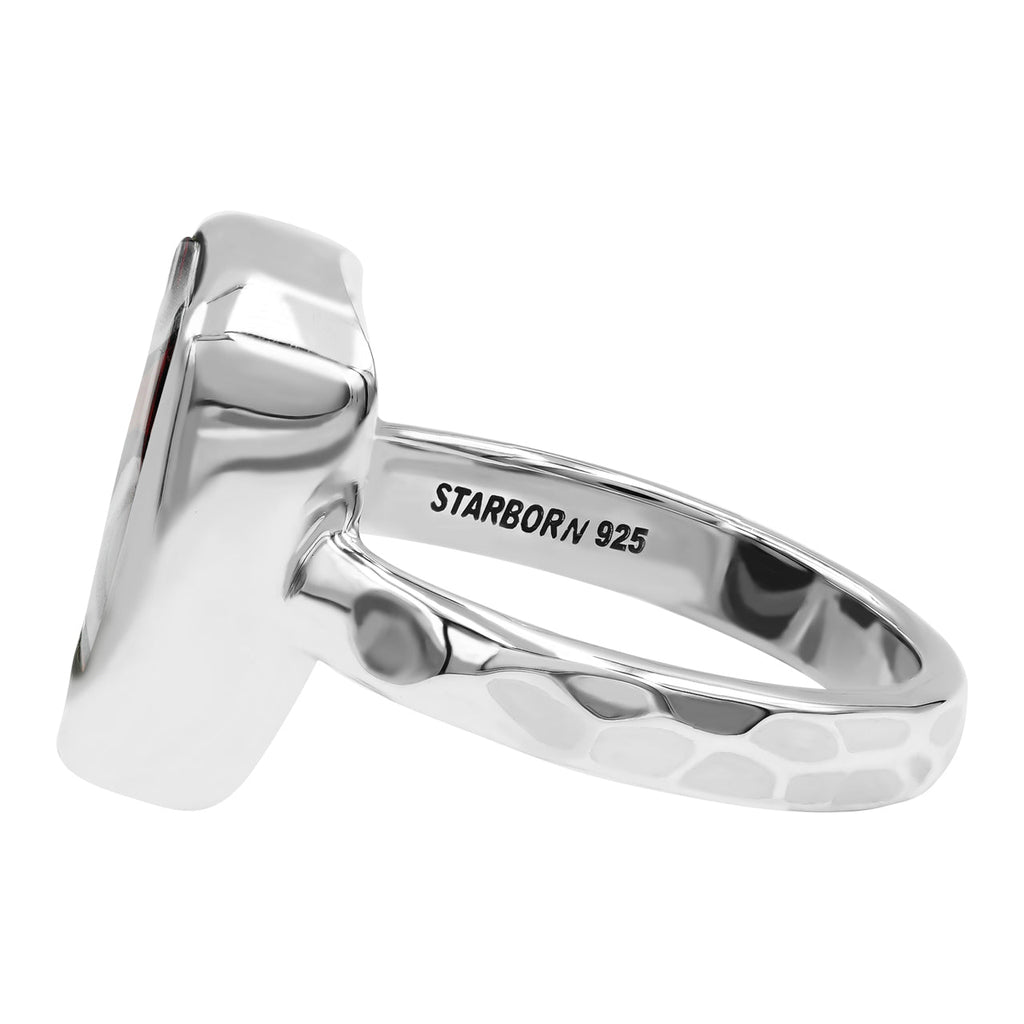 Starborn Fordite Rectangular Ring in Sterling Silver