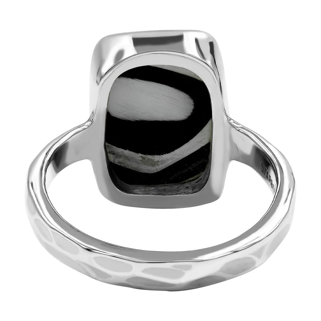Starborn Fordite Rectangular Ring in Sterling Silver