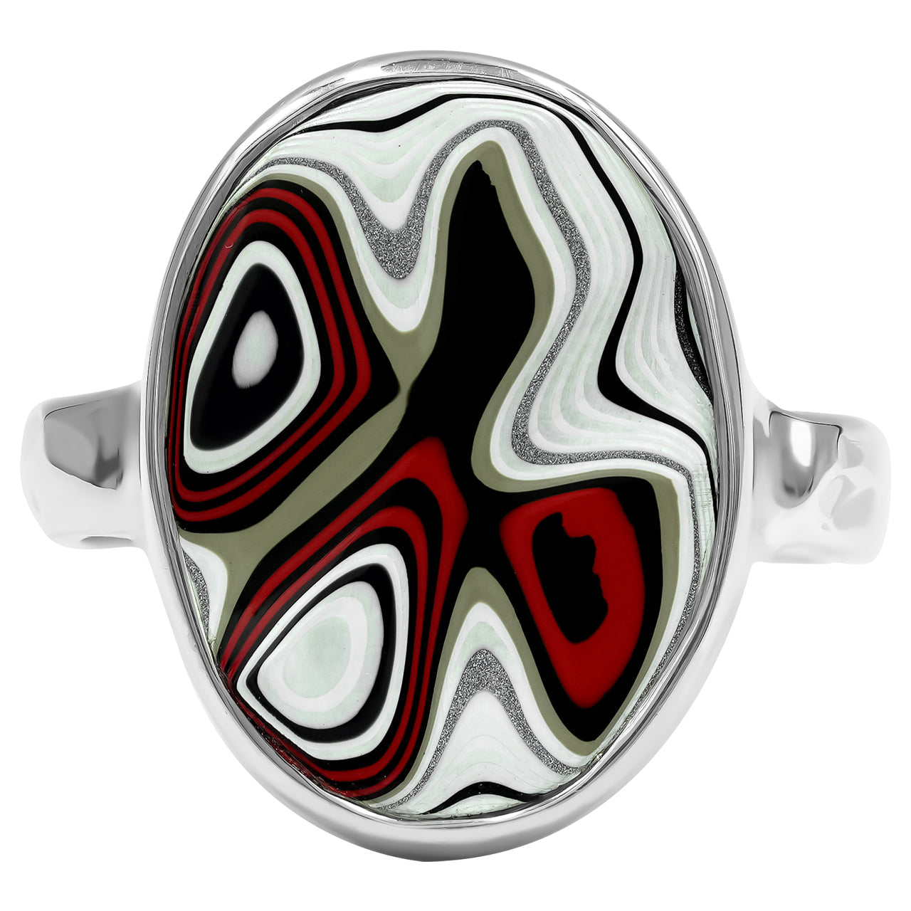 Starborn Fordite Oval Ring in Sterling Silver
