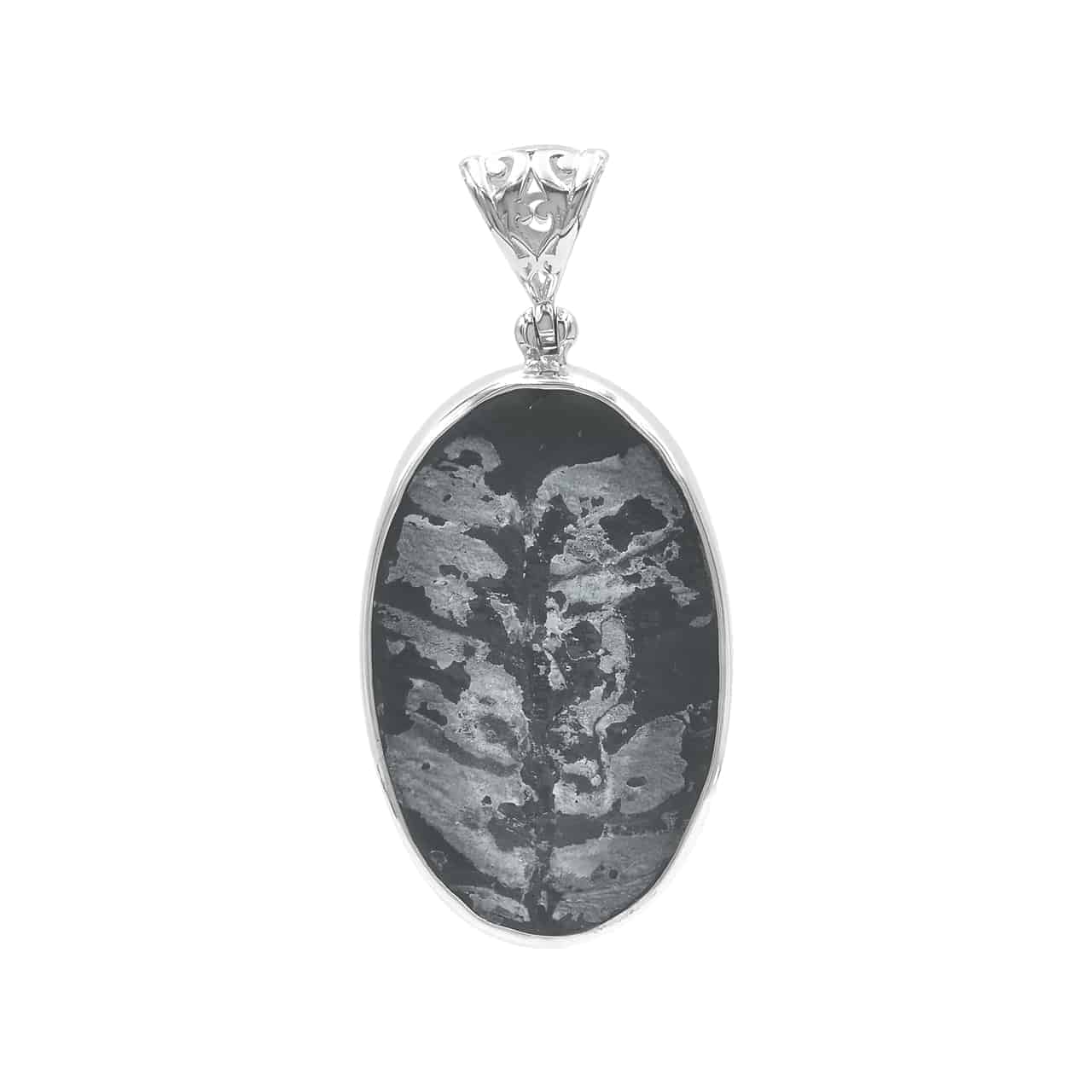 Starborn Fossil Fern Oval Pendant in Sterling Silver