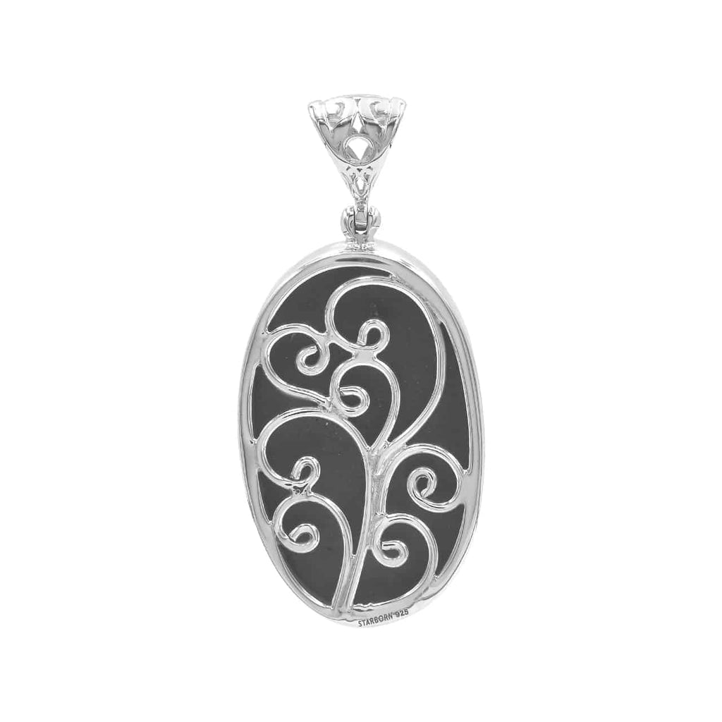 Starborn Fossil Fern Oval Pendant in Sterling Silver