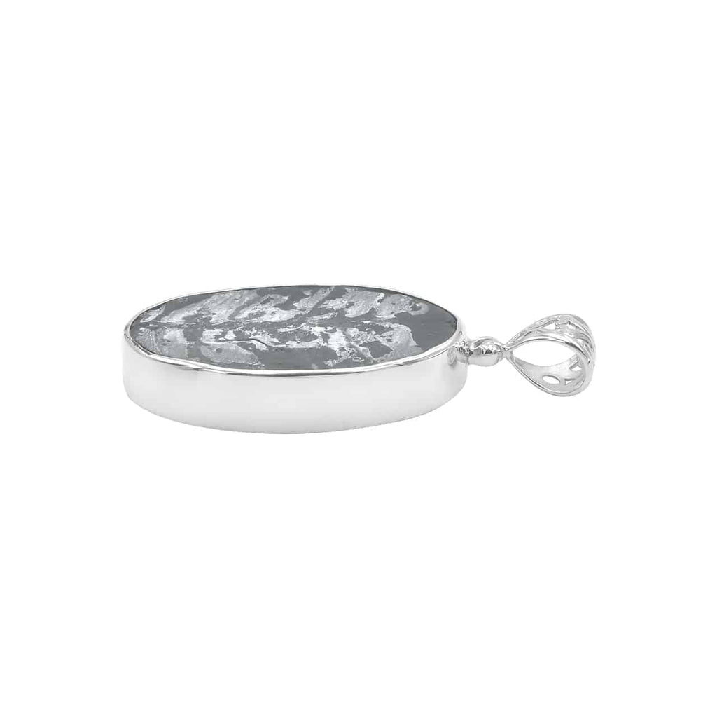 Starborn Fossil Fern Oval Pendant in Sterling Silver