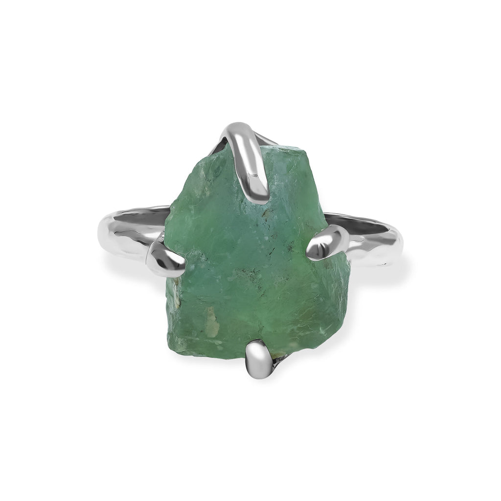 Starborn Green Fluorite Prong Set Ring in Sterling Silver