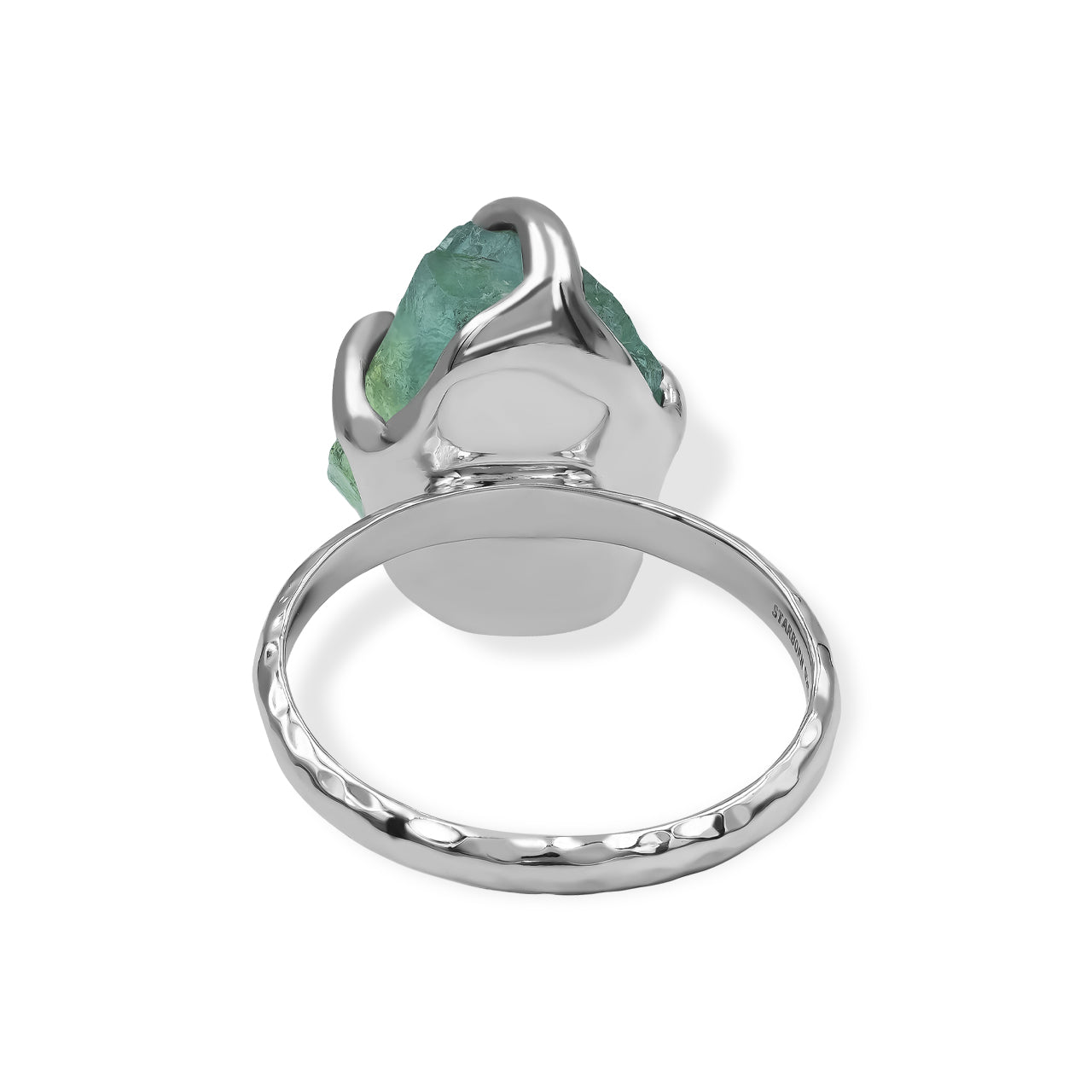 Starborn Green Fluorite Prong Set Ring in Sterling Silver
