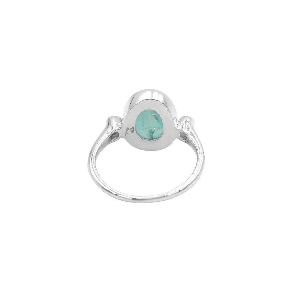 Starborn Oval Cut Fluorite Ring with Topaz Accents in Sterling Silver