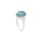 Starborn Oval Cut Fluorite Ring with Topaz Accents in Sterling Silver