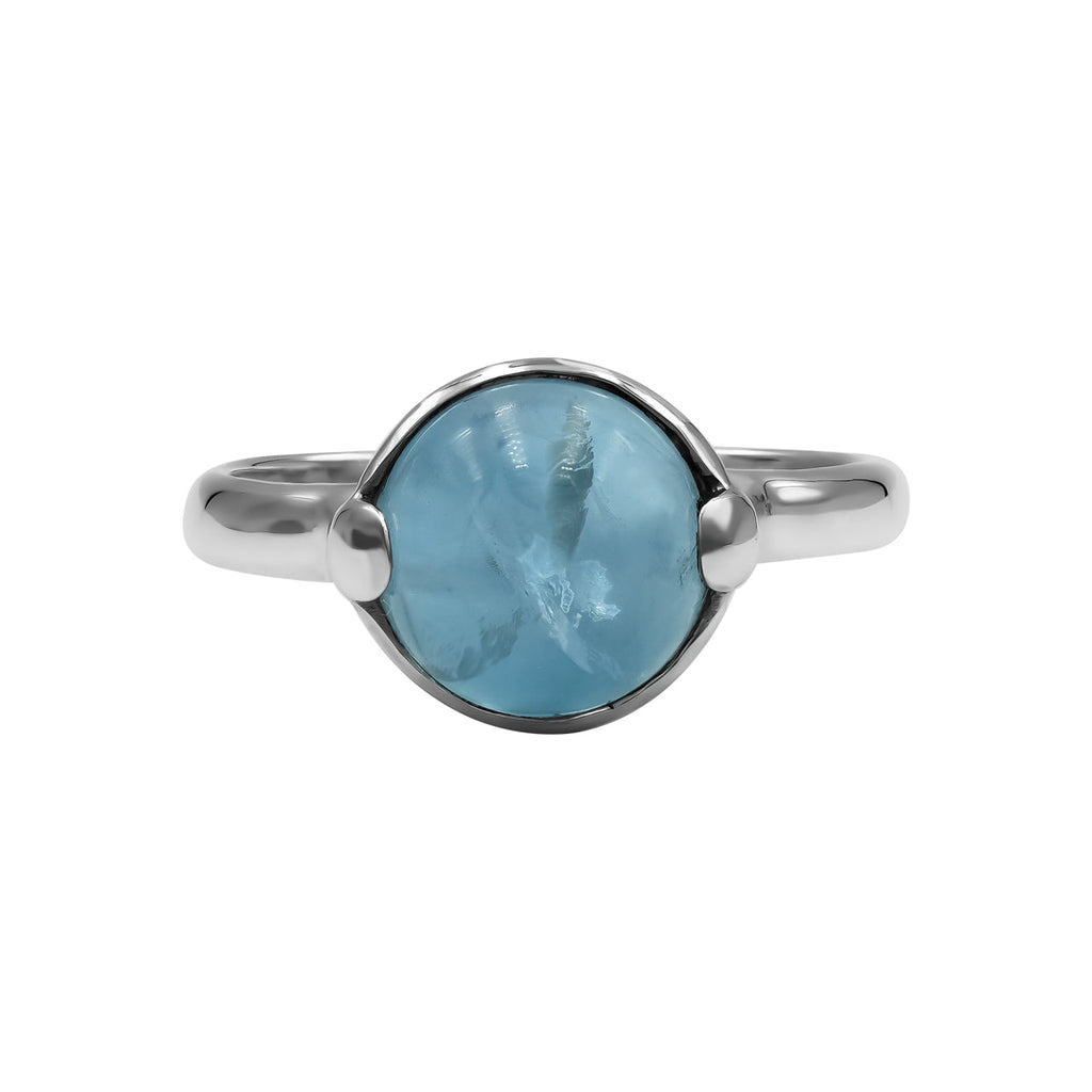 Starborn Fluorite Sphere Ring with Silver Band in Sterling Silver