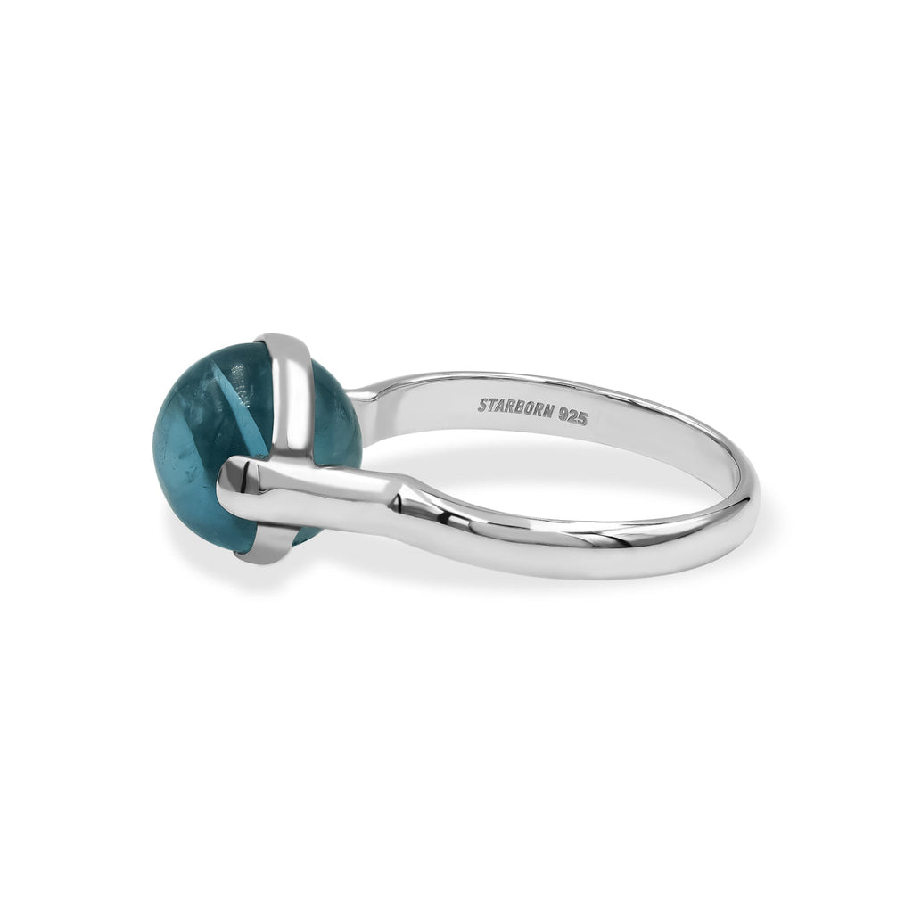 Starborn Fluorite Sphere Ring with Silver Band in Sterling Silver