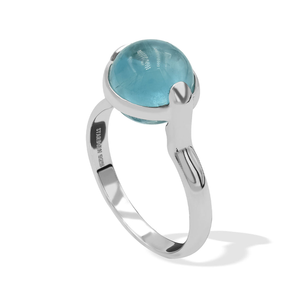 Starborn Fluorite Sphere Ring with Silver Band in Sterling Silver