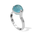 Starborn Fluorite Sphere Ring with Silver Band in Sterling Silver