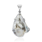 Starborn Fossilized Drusy Shell Prong Setting Pendant in Sterling Silver