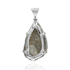 Starborn Fossilized Drusy Shell Prong Setting Pendant in Sterling Silver
