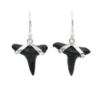 Starborn Dark Fossil Shark Tooth Sterling Silver Earrings