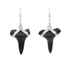 Starborn Dark Fossil Shark Tooth Sterling Silver Earrings